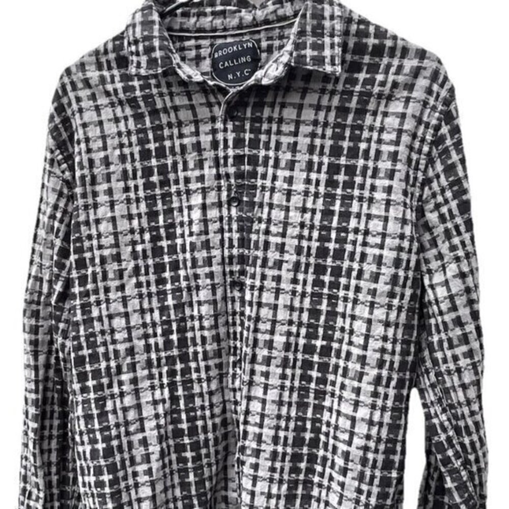 Vintage Brooklyn Calling NYC Long Sleeve Men’s Shirt Sz Large Black Gray